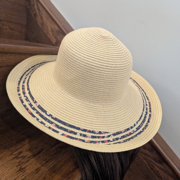 Sloggers Braided Sun Hat With Floral Trim & Lanyard Sz M 22 1/2" - Picture 4 of 12